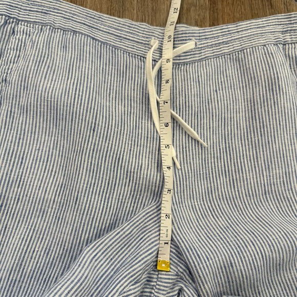 Talbots Linen Pants Women’s Size 6P White Blue Stripes Drawstring Coastal Beach - Picture 8 of 10